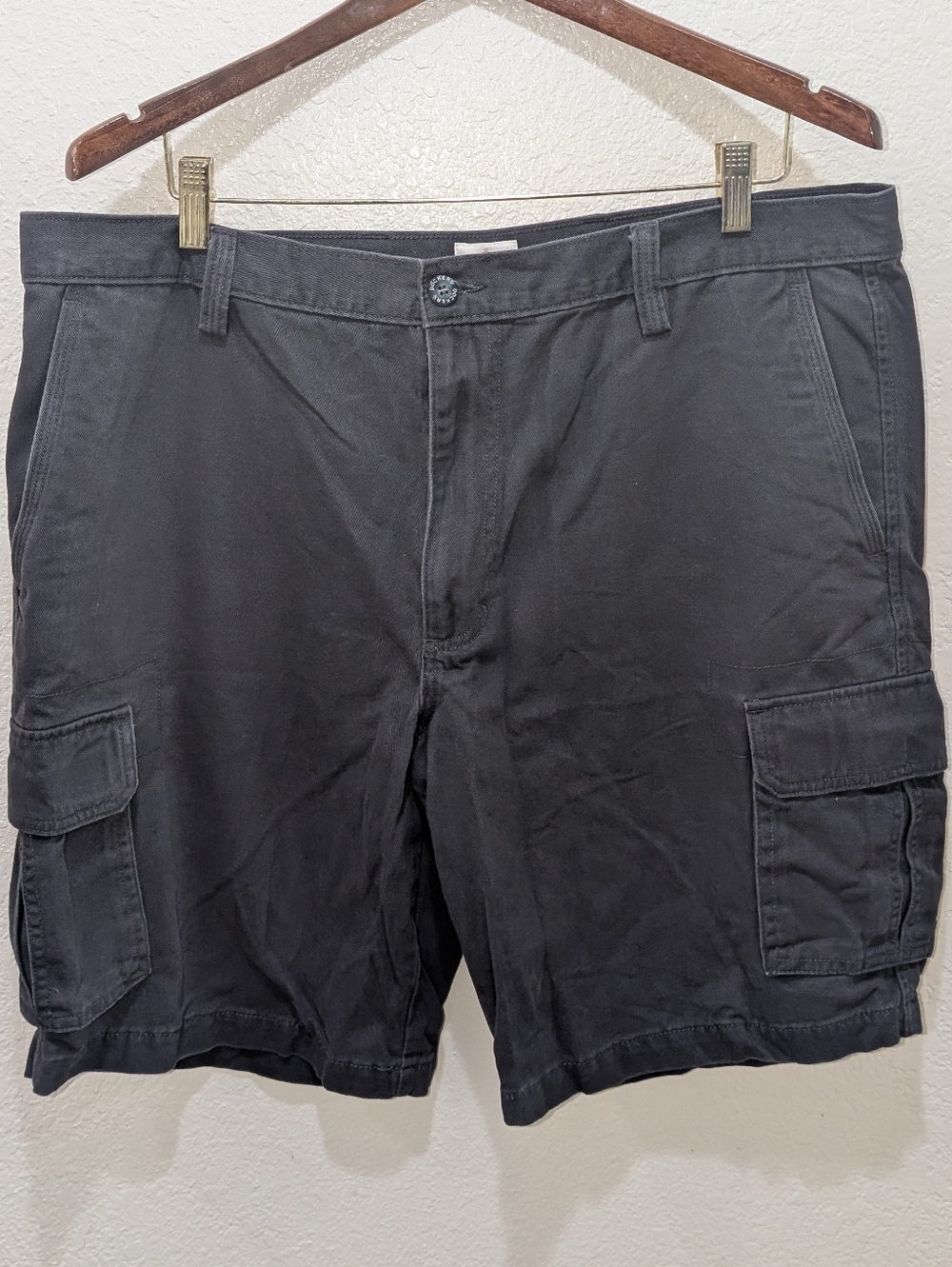 2 Pairs Charcoal Grey 100% Cotton Docker Cargo Shorts. Size 38